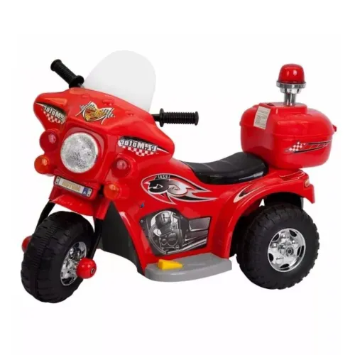 Mini moto elétrica infantil vermelha polícia bivolt