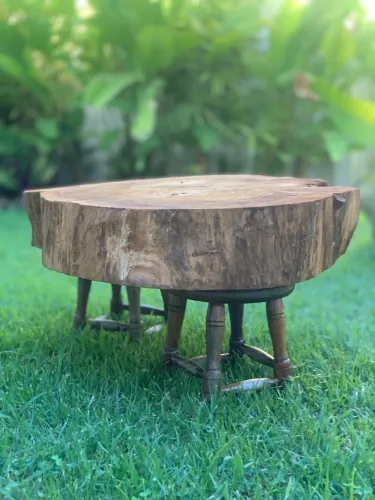 Cepo madeira rustica bruta para mesa de centro 76x56x14cm
