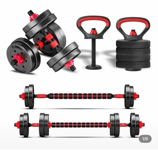 Kit Halteres Anilhas Barras Dumbbell Kettlebell 9kg
