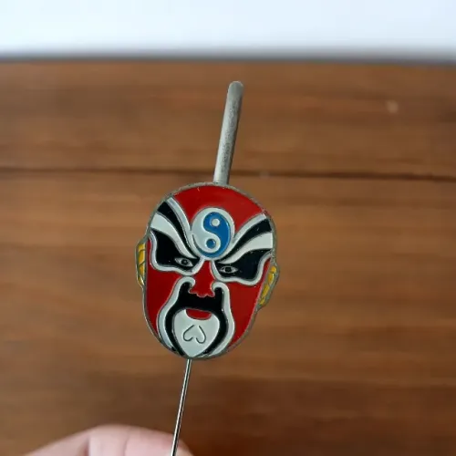 Marcador de Página em Metal Máscara Chinesa Vintage