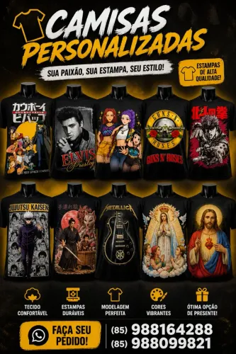Camisas em DTF cores variadas 
