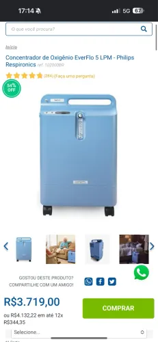 Concentrador de oxigênio philips respironics muito novo