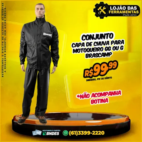 Conjunto Capa de Chuva Para Motoqueiro GG ou G Brascamp