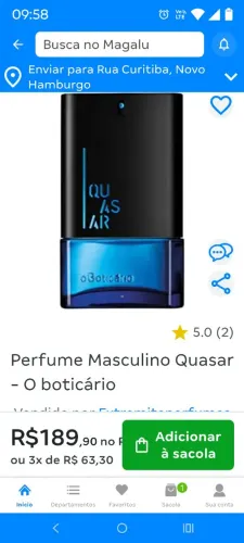 Perfume Quasar do Boticário novo e original 