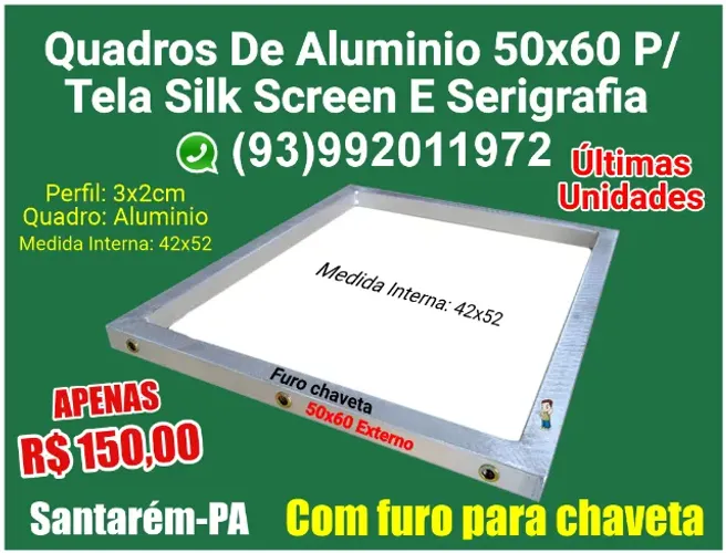Quadros De Aluminio 50x60 P/ Tela Silk Screen E Serigrafia