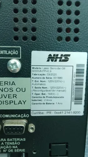 Nobreak NHS Laser Senoidal GII 5000VA Profissional para Servidores e Provedores