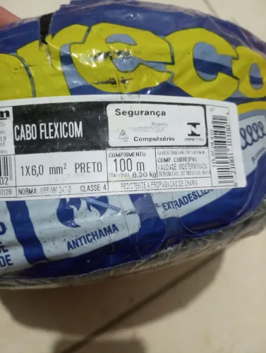Peça de Fio preto 6mm 100 metros