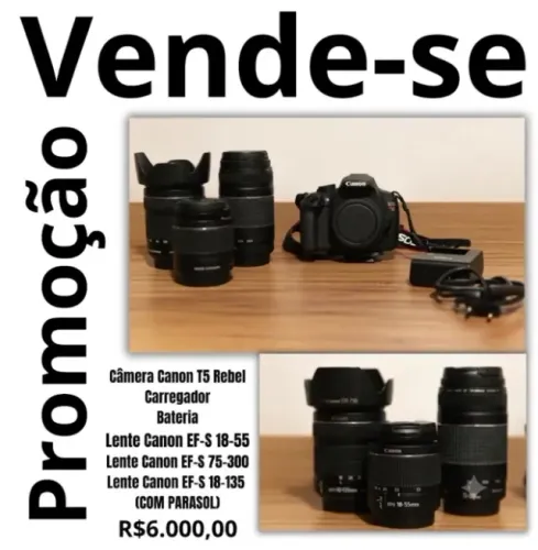 Vende-se Camara Canon T5 Rebel com bateria e lentes