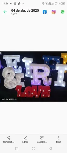 Luminárias em formato de letras e números queima de estoque