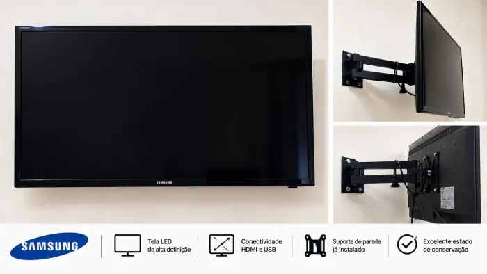 TV Samsung LED Full HD + Suporte de Parede+ Controle | Conservada