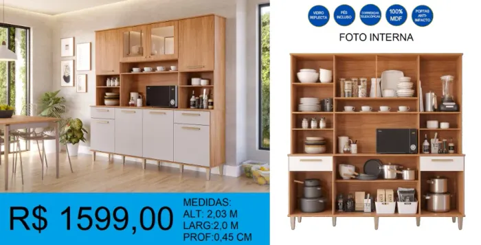 Armario de cozinha novidade 2,0 m - compre hoje e receba amanhã 