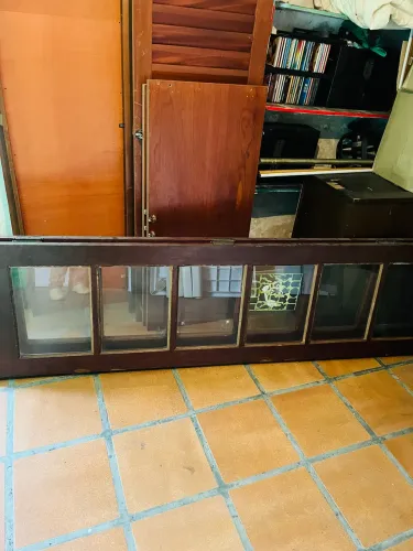 Porta Balcão Madeira Maciça com vidros transparentes 2 folhas 