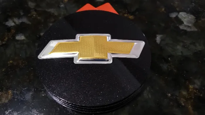4 Calotas (Jogo) Preto Metálico Miolo Central para Rodas GM com Logo em 3D Novas Raras