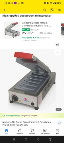Máquina de crepe suíço usada poucas vezes