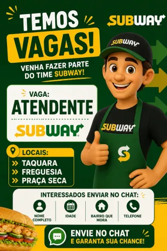 Fast food contrata atendente 