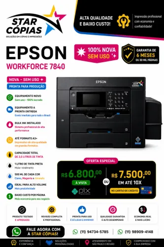 Epson Workforce 7840 com bulk Ink Nova A3+