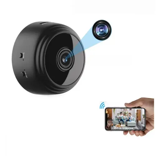 Câmera Espiã Mini HD Wi-Fi com Sensor de Presença, Visão Noturna e Suporte de Encaixe Alto