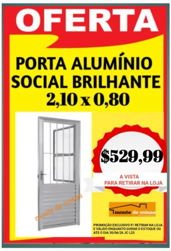 PORTA DE ALUMÍNIO BRILHANTE !! PROMOÇÃO !!