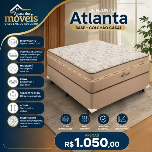 Cama Atlanta base com com colchão