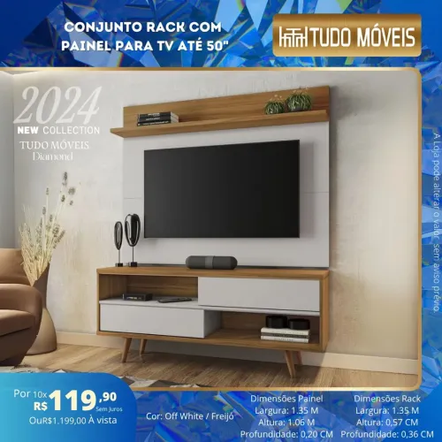 Painel + Rack Para TV Até 50"