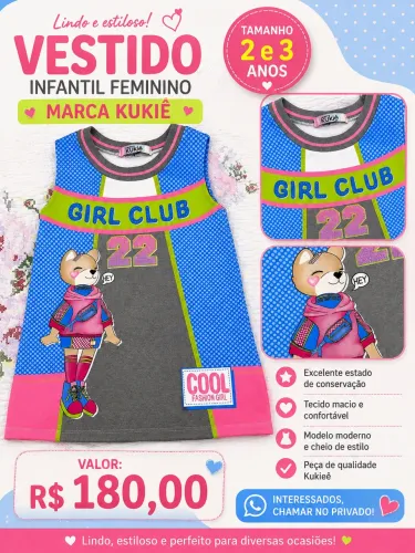 VESTIDO INFANTIL FEMININO KUKIÊ