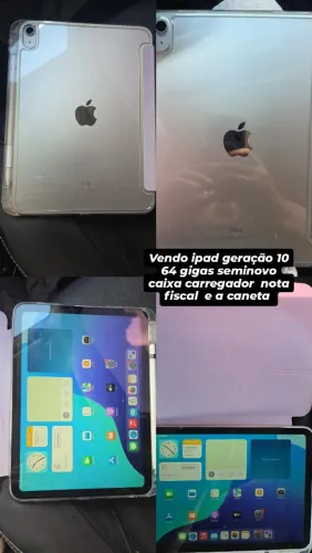 Ipad geração 10 64 gigas seminovo caixa carregador e nota fiscal