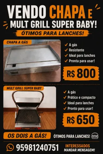 Chapa industrial lanches 