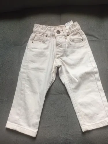 Calça Off-whit de Brim - até 18 meses bebê 