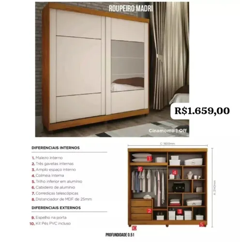 Guarda roupa de casal ROUPEIRO MADRI