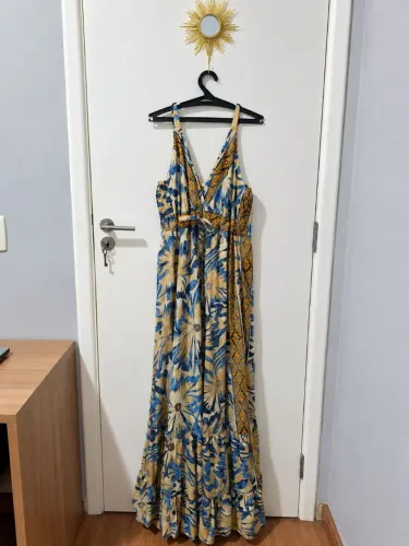 Vestido Indiano Longo Estampado - Tamanho M