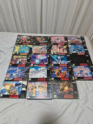 Cartuchos de super nintendo originais na caixa
