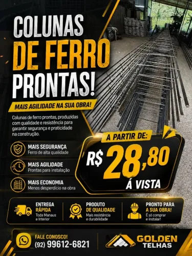 COLUNAS DE FERRO PRONTAS A PARTIR DE: R$28,80