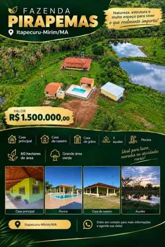 Imóvel para venda com 721901 metros quadrados com 3 quartos em Zona Rural - Itapecuru Miri