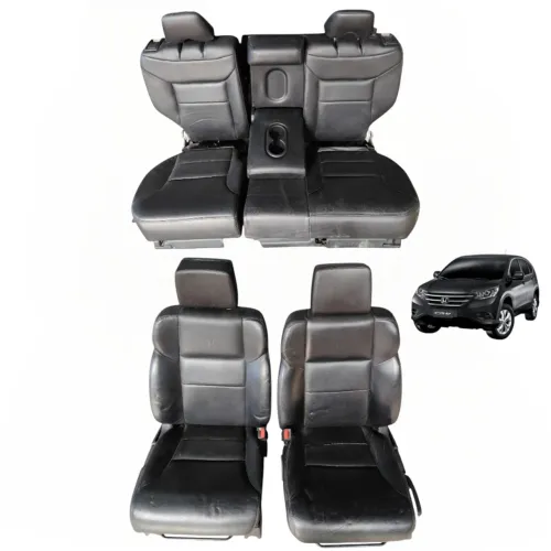 Jogo Banco Couro Honda Crv 2017 2016 2015 2014 2013 2012 Preto
