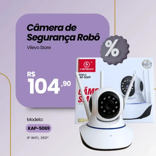Câmera de Segurança IP Wi-Fi Modelo robô 360 Graus