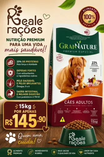 Ração Gran Nature 15kg cães adultos + Entrega Grátis