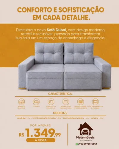 Sofá retráti/reclinável 