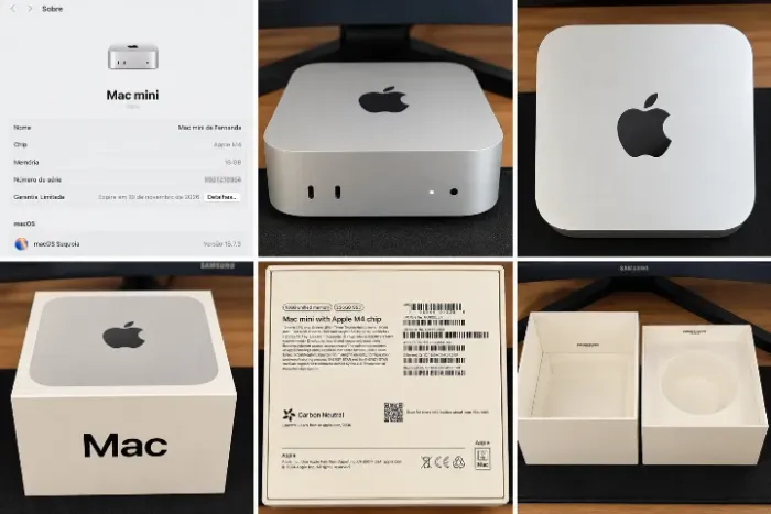 Mac mini M4 Apple 2024 - 16 GB RAM / 256 GB SSD - Com caixa e garantia