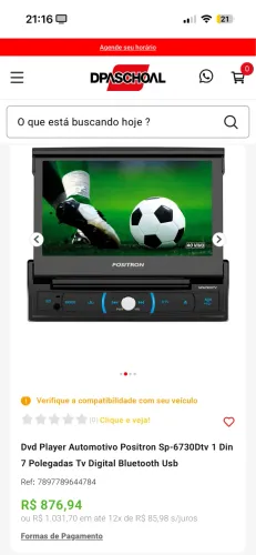 Multimídia na caixa Positron Sp-6730Dtv 1 Din 7 Polegadas Tv Digital Bluetooth Usb