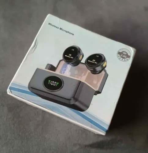 Microfone de Lapela Duplo Sem Fio
