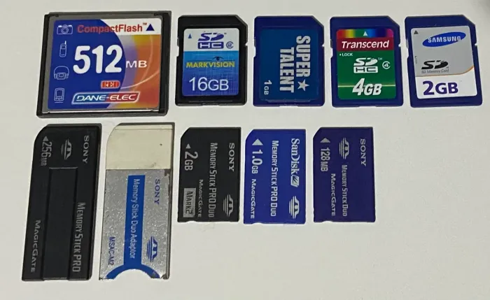 Lote cartões de memória para máquina fotográfica