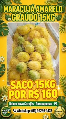 Saco 15 kg de maracujá valor 160 reais