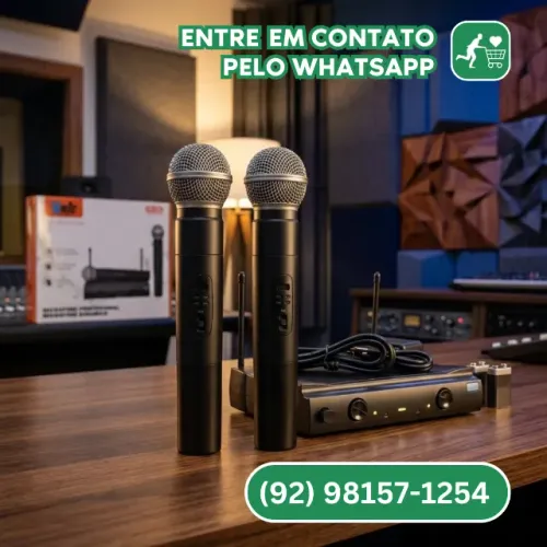 Microfone Duplo Sem Fio Profissional