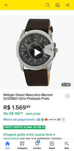 Relogio disel modelo DZ 1206 Original sujeito a qualquer teste
