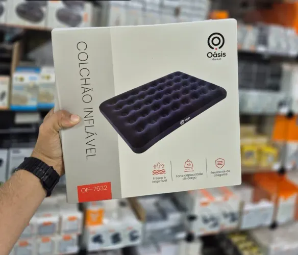 Colchão Inflável Aveludado para Camping e Viagem (SOMOS LOJA)