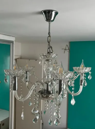 Lustre Luminária Clássico Candelabro Cristal 5 Braços