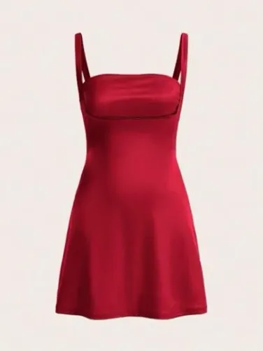Shein Vestido vermelho cetim