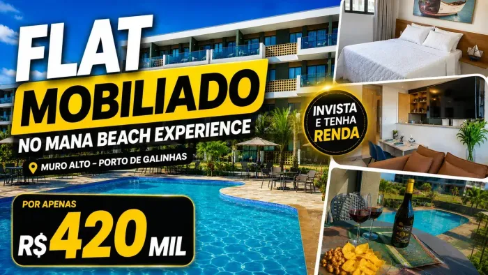 Flat mobiliado à venda em Muro Alto - Mana Beach