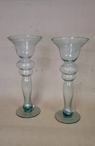 PAR CASTIÇAIS SAN MARINO CRISTALERIA BRUXELAS VIDRO 38CM DECORATIVO