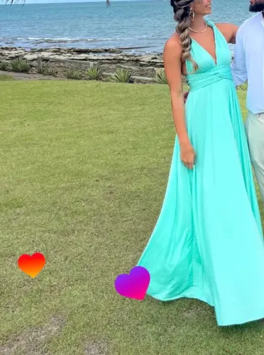 Vestido de festa verde água